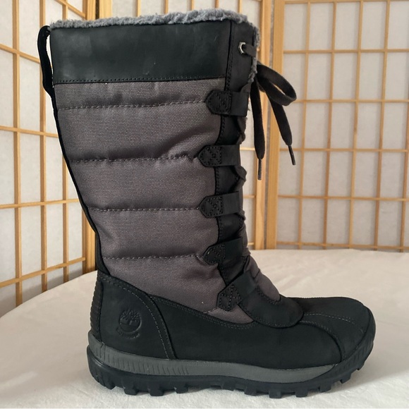 Timberland Primaloft Women's Black Leather and Gray Winter Boots - Picture 3 of 14